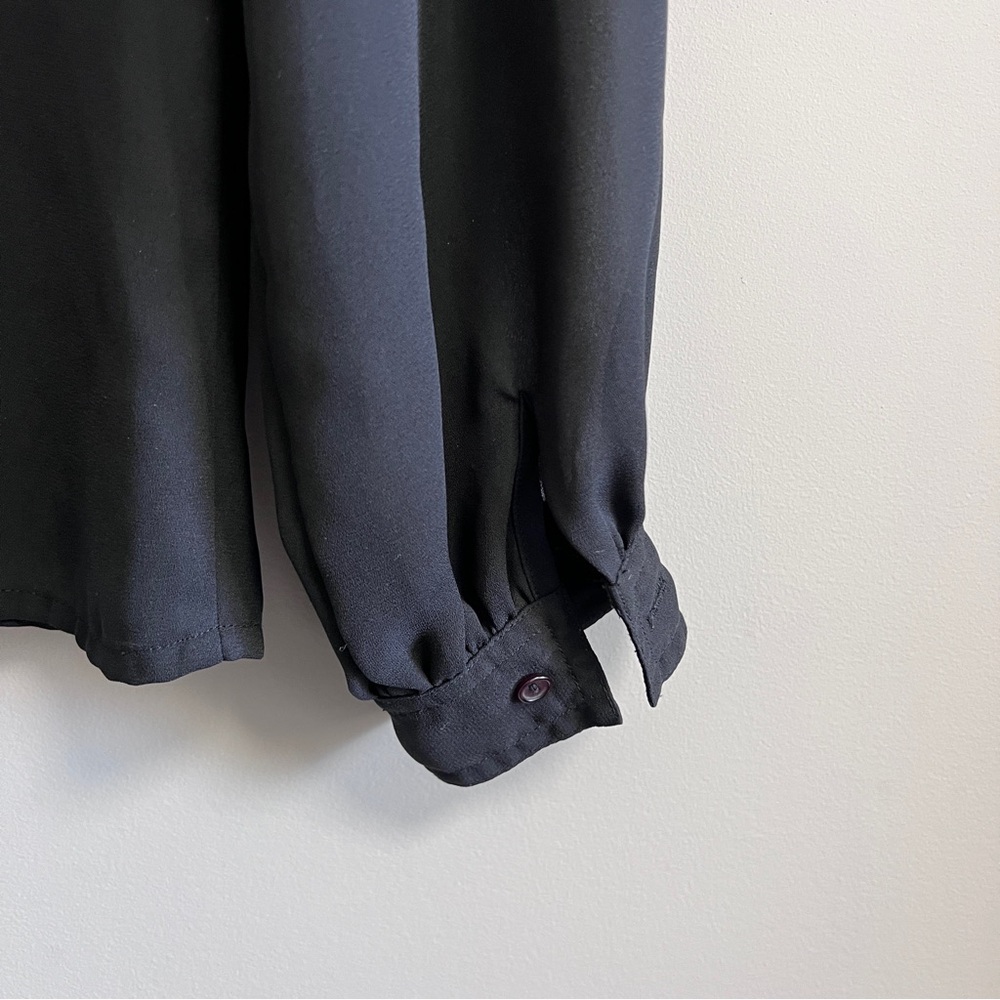 Vintage Chagall Black Sheer Pin-Tuck Blouse with Embroidered Yoke - Picture 7 of 7